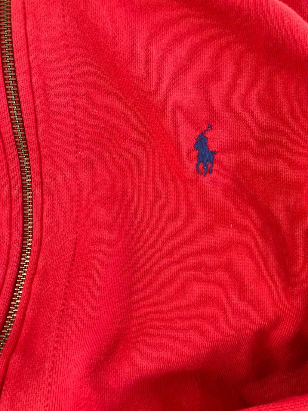 Vintage Polo Ralph Lauren Red Waffle Knit Thermal Zip Hoodie