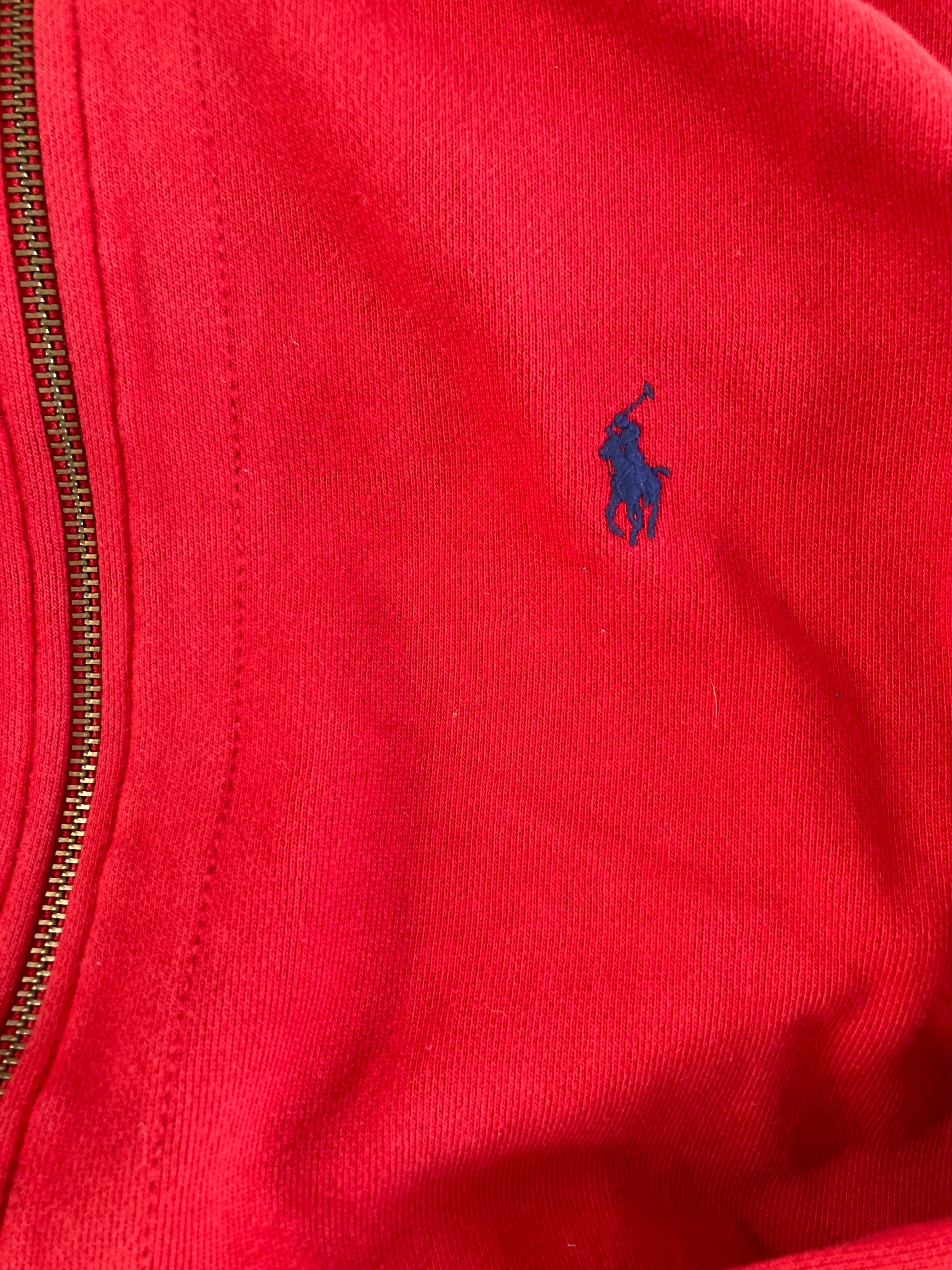 Vintage Polo Ralph Lauren Red Waffle Knit Thermal Zip Hoodie